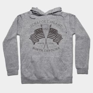 Ocracoke Island, NC Summertime Vacationing Patriotic Flags Hoodie